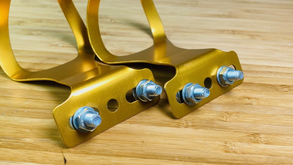 NOS ALE Alloy Single Strap Toe Clips - Gold Anodized - Size Medium