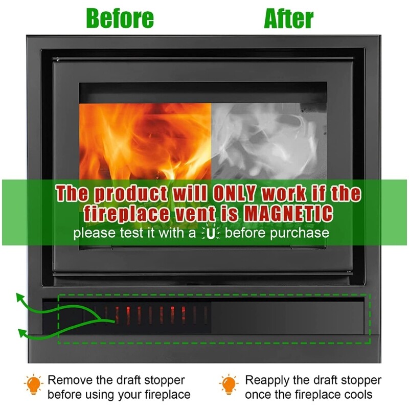 Fireplace Draft Stopper Set of 2 Fireplace Draft Blocker Block Cold