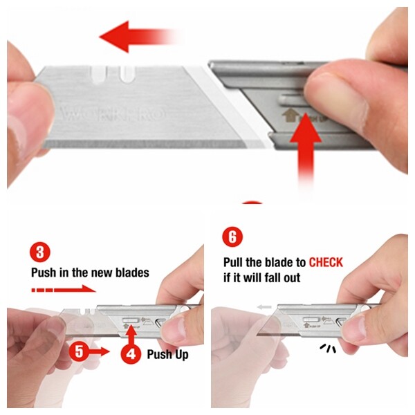 WORKPRO 3-Pack Folding Utility Knife Set EDC Knife Quick Change Blade Pocket