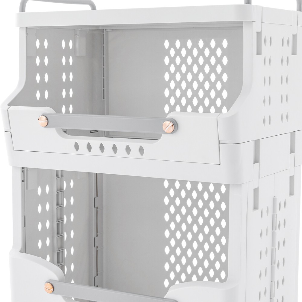 2-tier Movable Laundry Basket Laundry Hamper w/ Wheels Laundry Stackable Basket