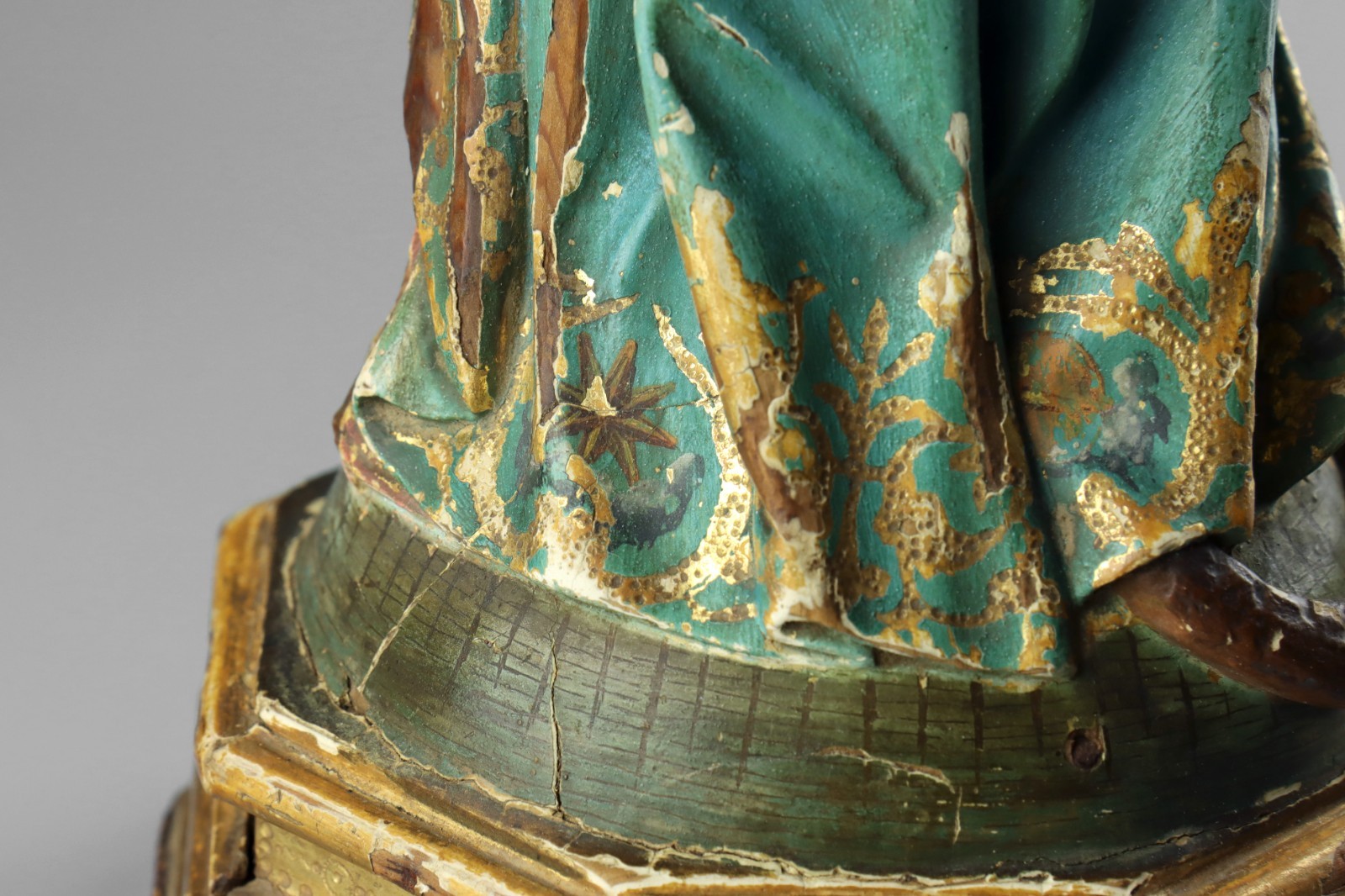 Antique 19th Century Carved Wood Polychrome Virgin Mary Madonna & Child Statue