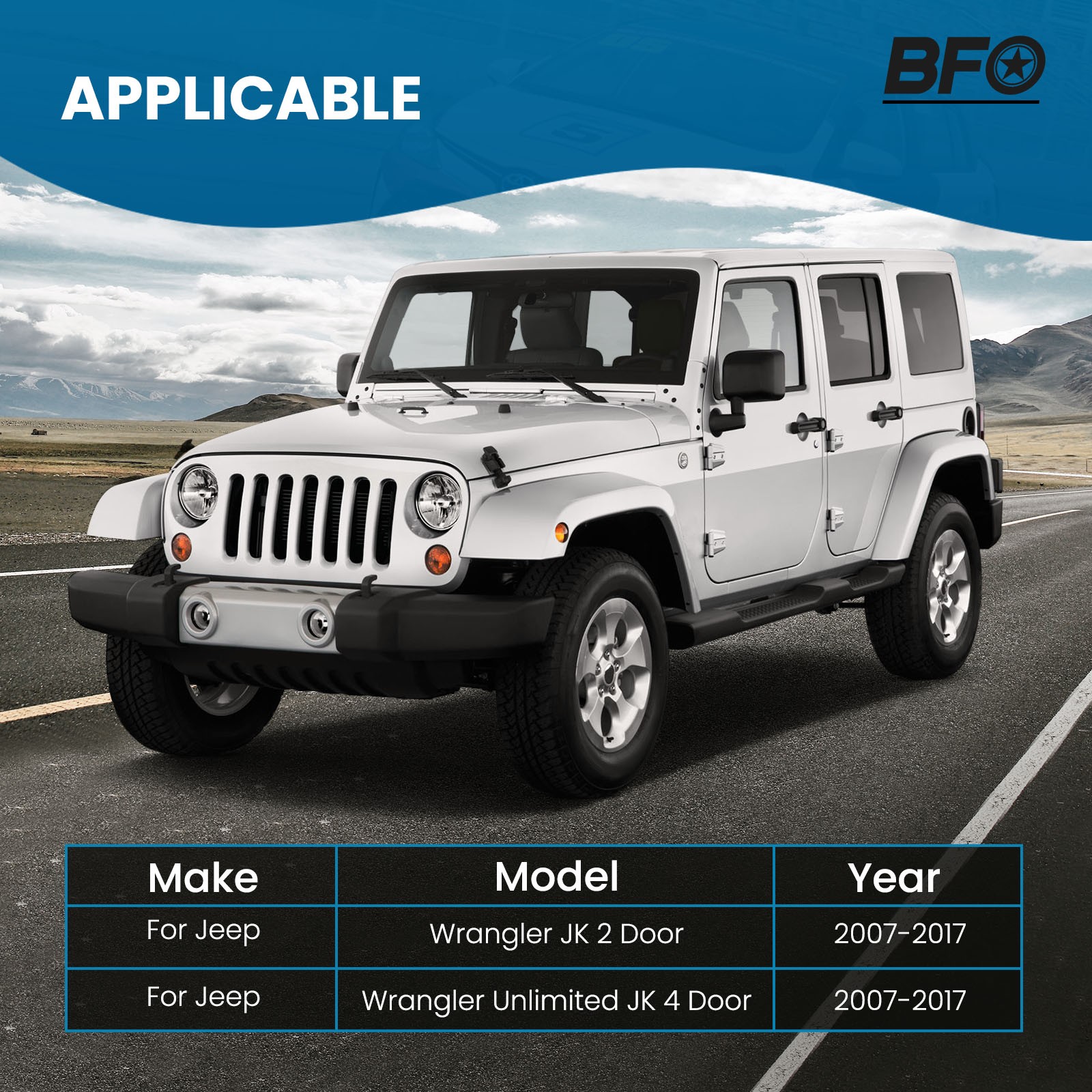 BFO Dual Steering Stabilizer Kit for Jeep Wrangler JK Unlimited 2007-2018