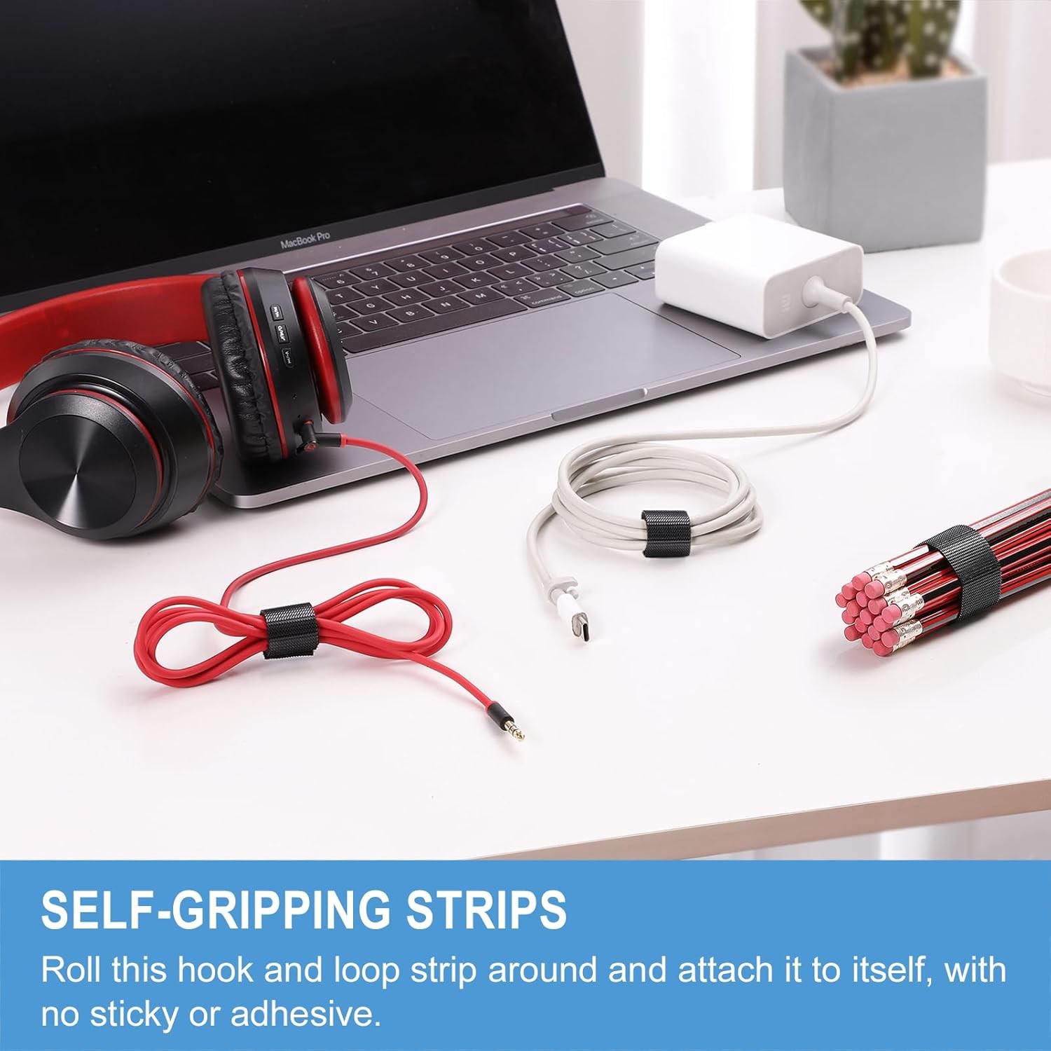 Double-Sided Hook and Loop Straps, Self-Gripping, 2 Inch Wide, Cut to Length, He