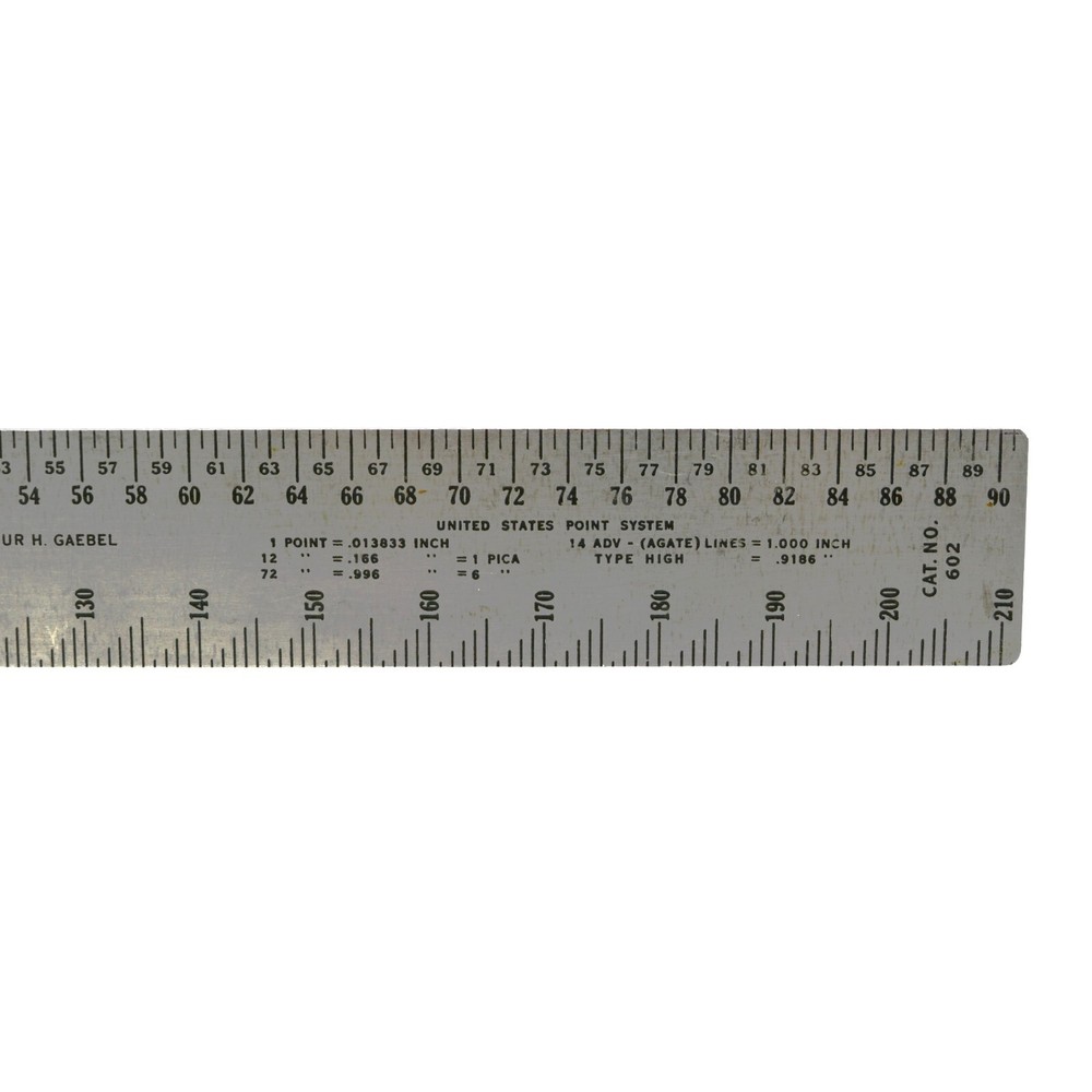 GAEBEL 602 Printers Comparative Scale Ruler 15 inch USA