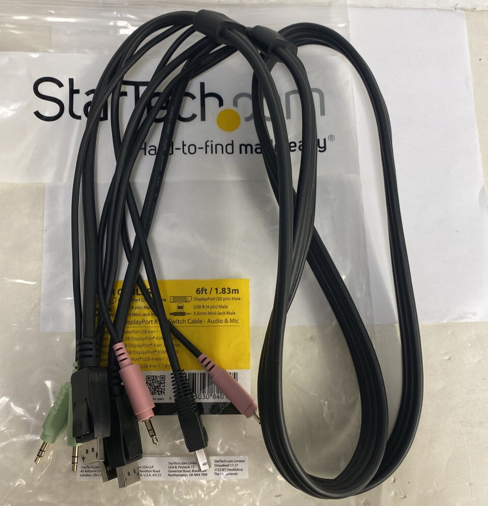 StarTech DP4N1USB6 6ft 4-in-1 USB DisplayPort KVM Switch Cable New