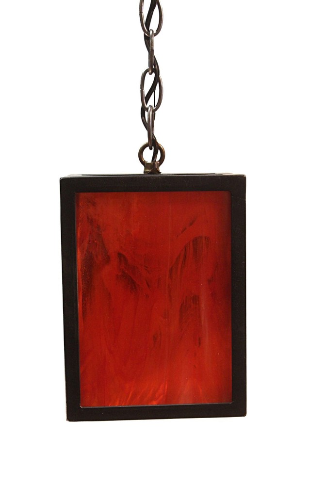 Modern Iron Lantern Pendant Light with Stained Glass