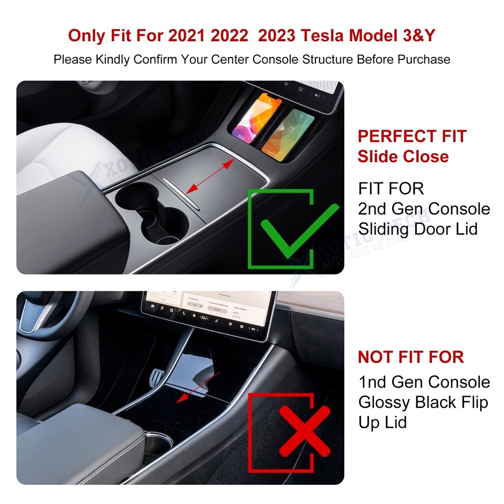 Fit Tesla Model 3/Y ABS Console Hidden Armrest Extra Storage Box & Hanger Hook