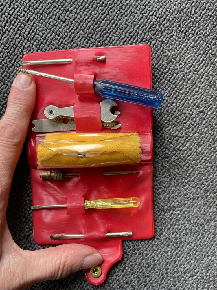 Vintage 1950's plastic case auto kit small spanner, screwdriver, cloth adapter