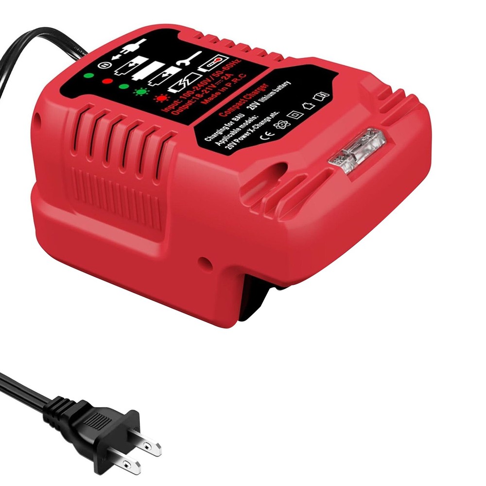 Mini Charging Station for Bauer 20V 2A Lithium Batteries with LED Indicator