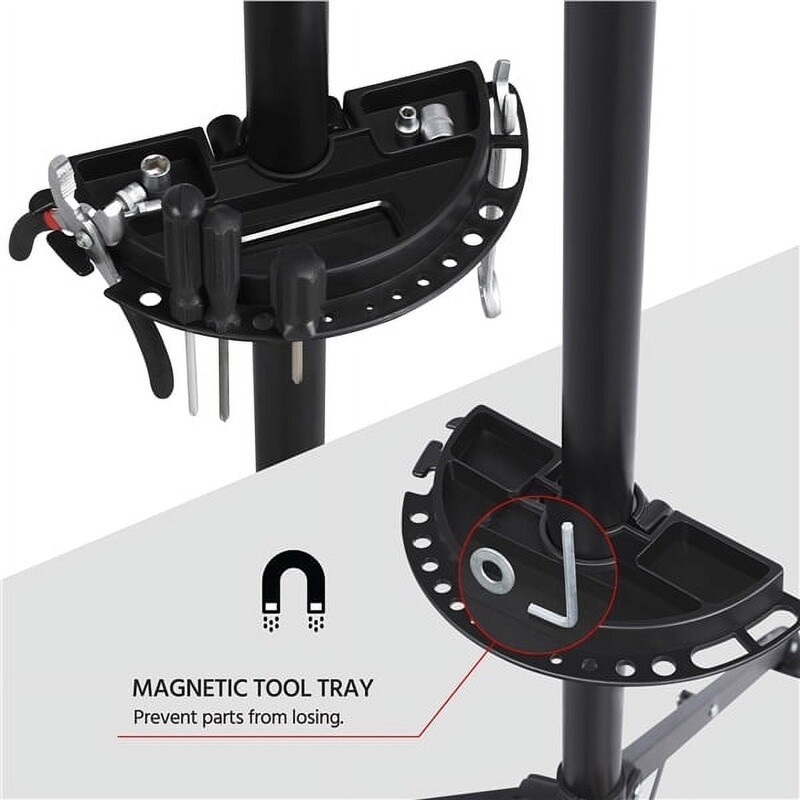 Adjustable Foldable Bike Repair Stand W/ Quick Release Tool Tray Stable Design