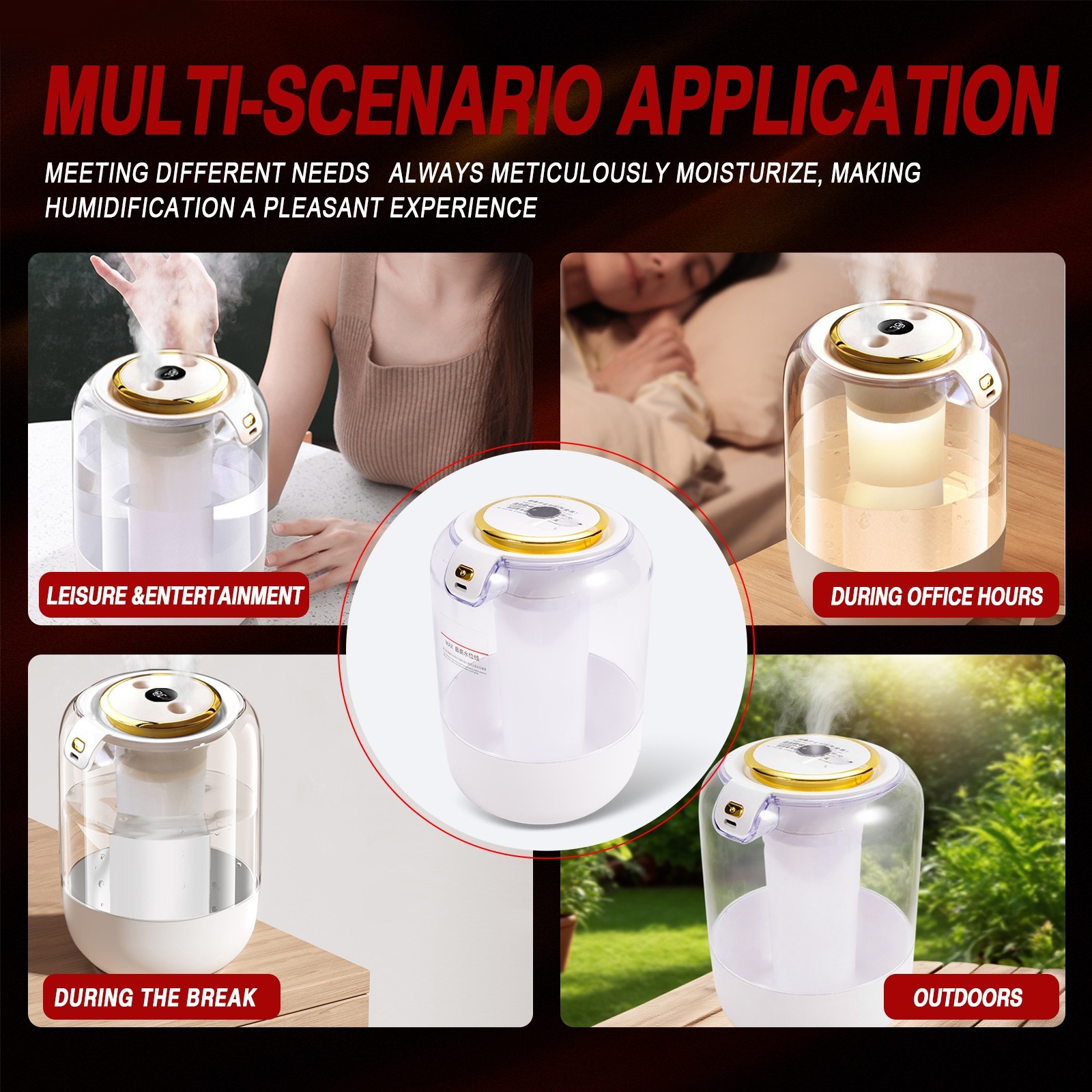 2L Humidifier for home use in bedrooms & offices, Cool Mist LED&high mist output