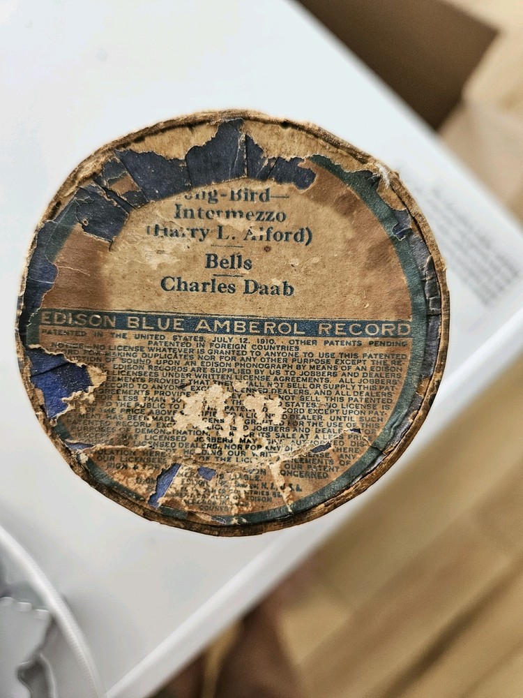 Antique Edison Blue Amberol Record Cylinder
