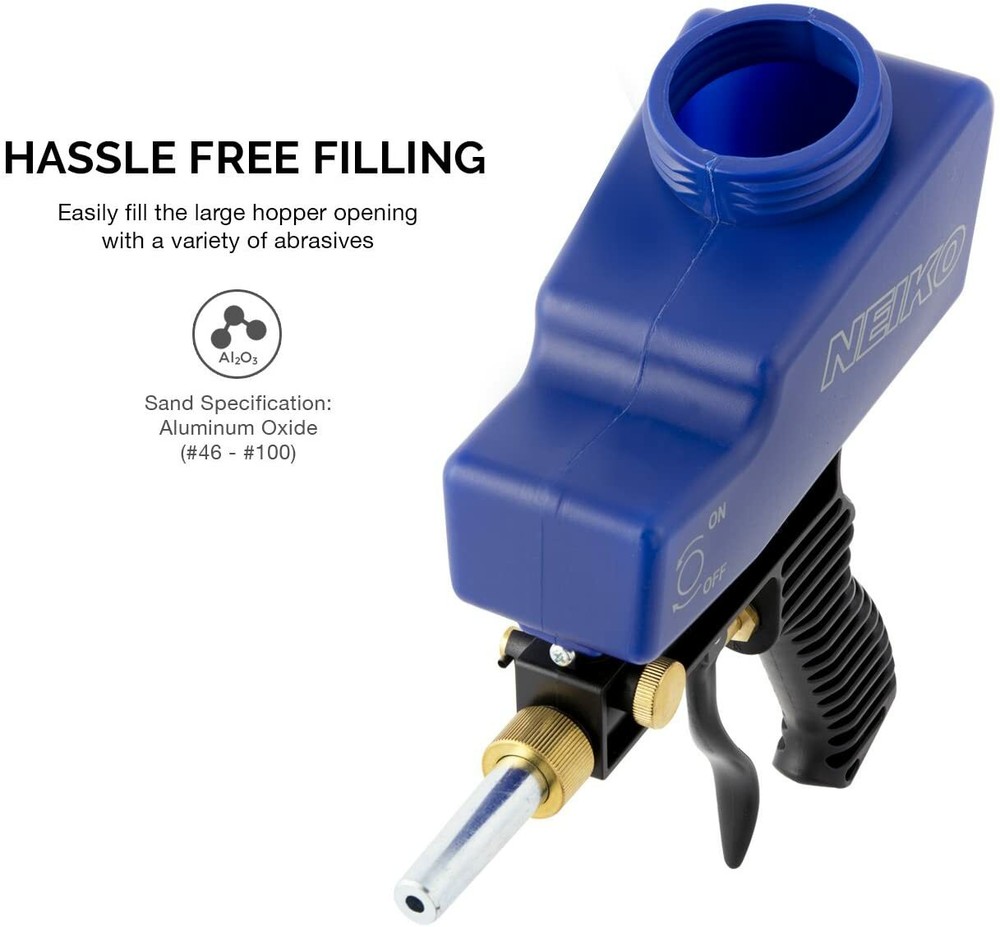 Abrasive Gravity Feed Air Sand Blaster Handheld Gun Replaceable Steel Nozzle