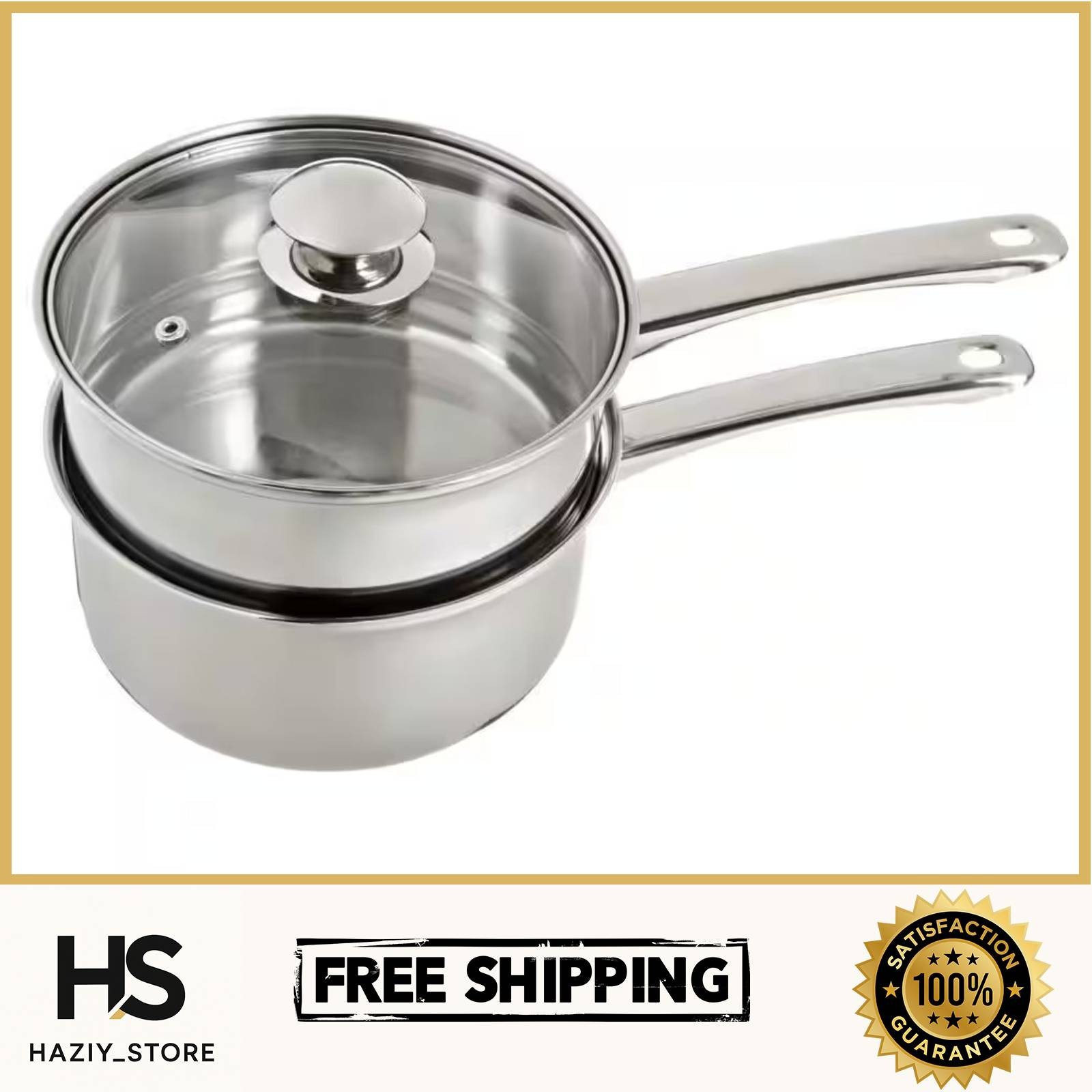 3-Piece 2.5 Qt Stainless Steel Double Boiler with Lid