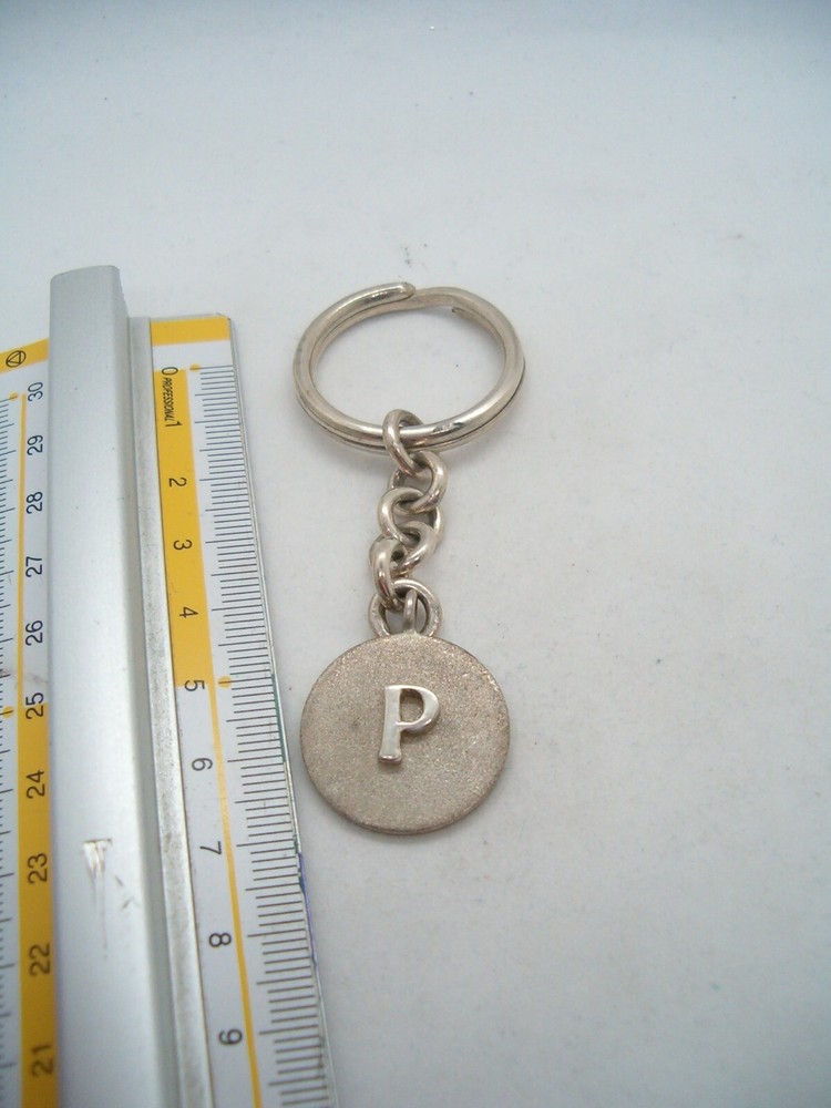 Letter Keychain - P - 925 Silver - Initial - Alphabet - Breeze -