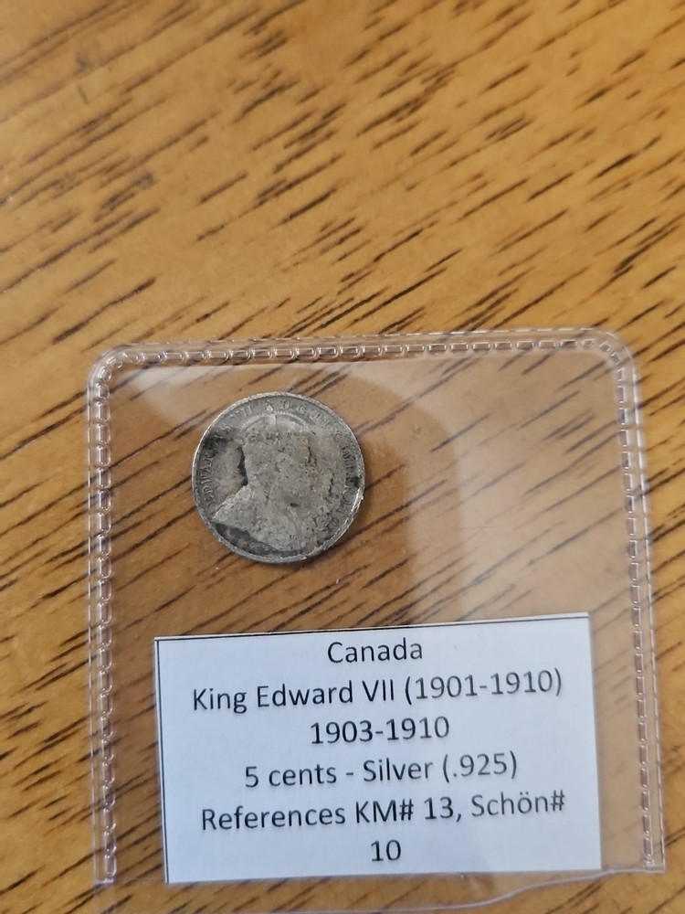 1908 King Edward VII 5 CENT .925 Silver