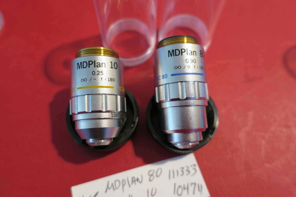 Olympus microscope Lot 1  MDPlan 10x and 80x Infinity objectives