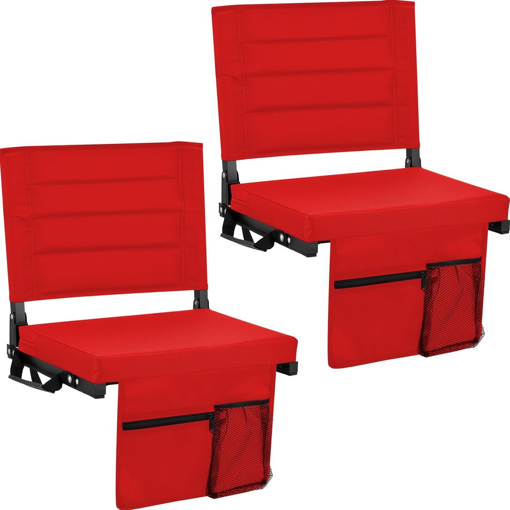 Bleacher Chairs Stadium Seats Cushion with Back Support, Portable Folding Cha...