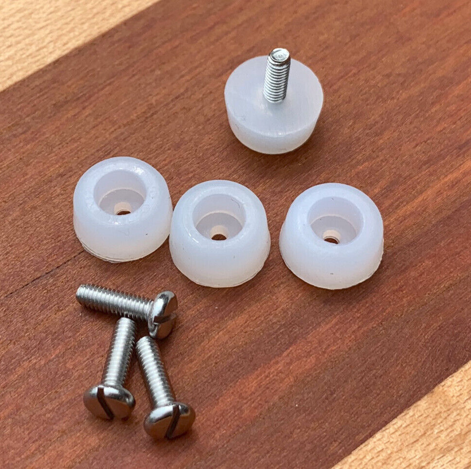 Extra Small 3/8" DIA Rubber Bumpers with Stainless Steel Screws (Black or Clear)