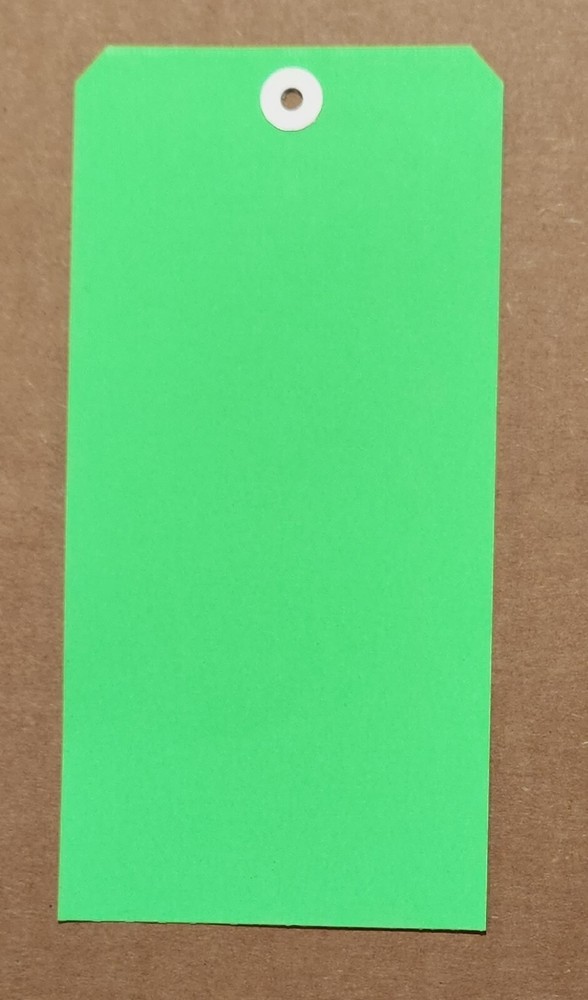 25 8" x 4" LARGE DURABLE 13PT FLUORESCENT GREEN TAGS