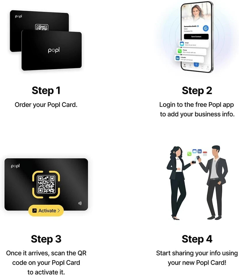 Popl Digital Business Card - Smart NFC Networking - Tap to Share - Black