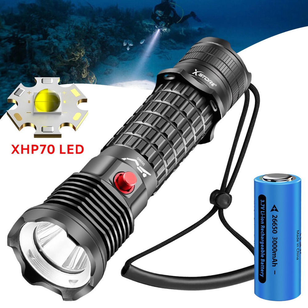 Diving Flashlight 3000LM Rating Professional Diving Light Underwater Flashlight
