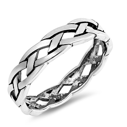 Celtic Braid Weave Ring Sterling Silver Band Sizes 4-10