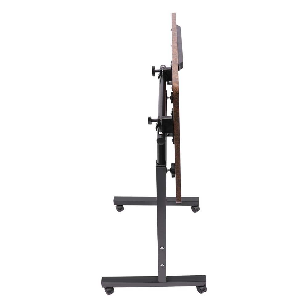 Mobile Workstation Standing Desk Rolling Laptop Desk Adjustable Height Brown