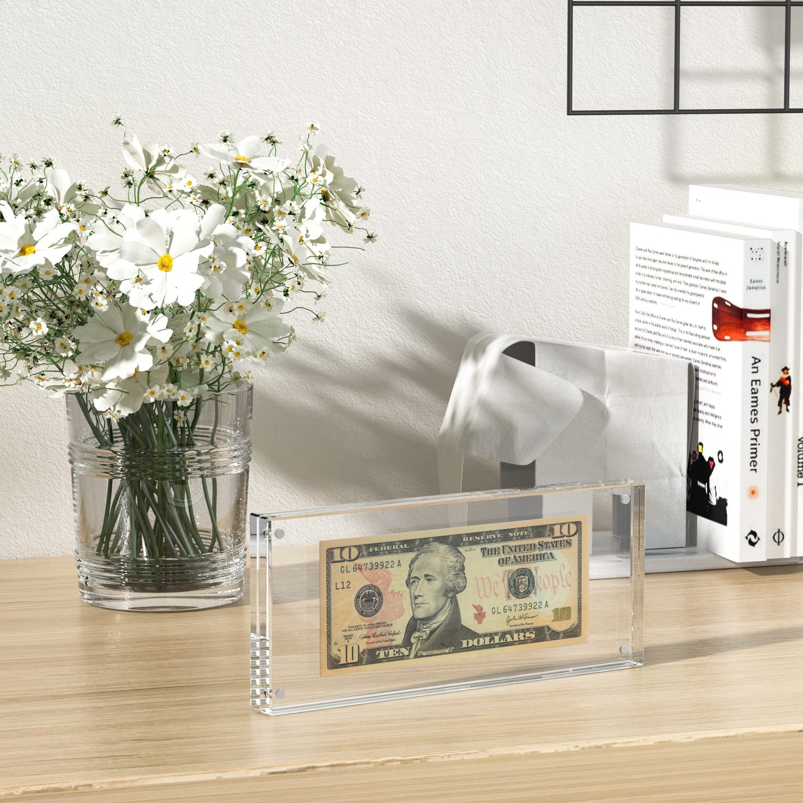 Dollar Bill Frame Display – 7.8" x 3.9" Acrylic 1 Pack, Clear