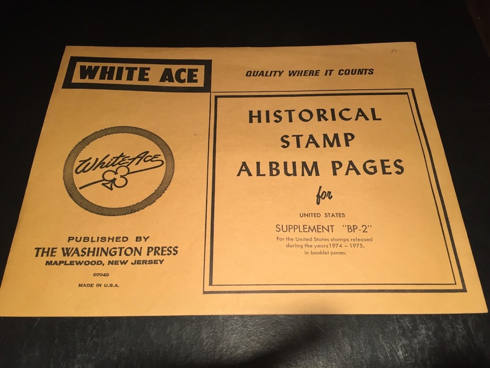 New White Ace Album Supplement Pages U.S. Booklet Panes BP-2 - 1974-1975