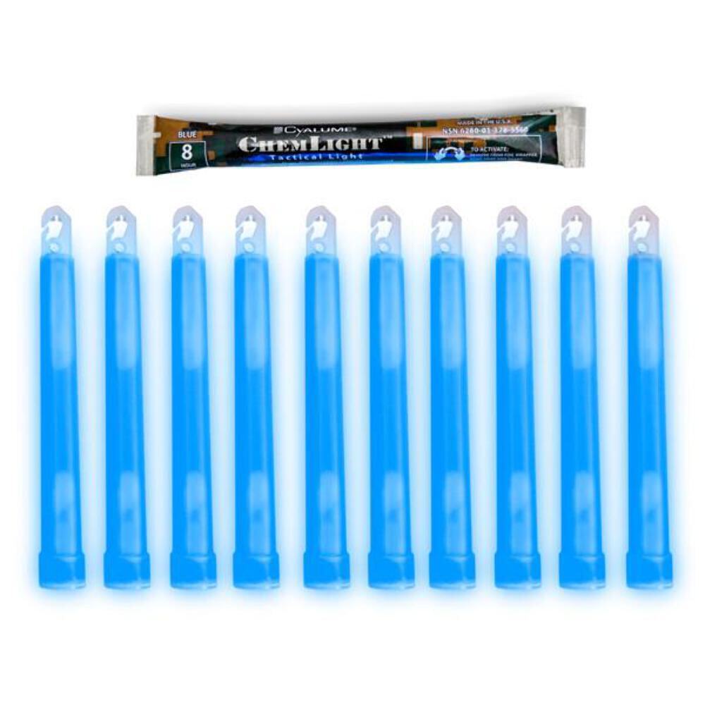 Cyalume 6" Tactical ChemLight - BLUE, 8 Hour (10 Pack)