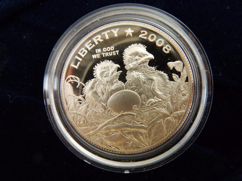 2008 BALD EAGLE COMMEMORATIVE, PROOF CLAD HALF DOLLAR IN BOX & COA