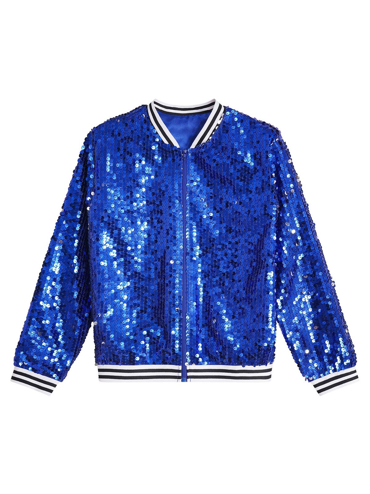 US Kid Girls Baseball Jackets Stylish Coat Street Dancing Outerwear Sequin Shiny