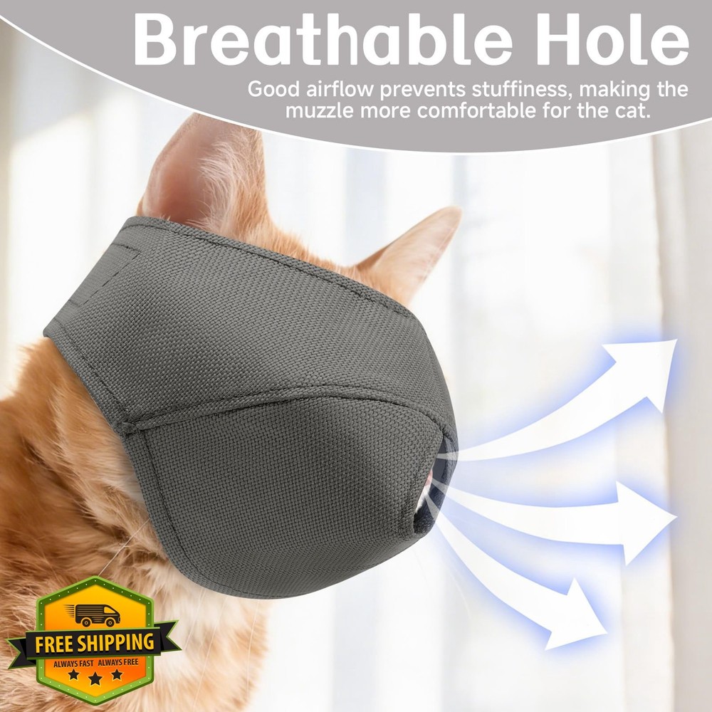 BARKLESS Cat Grooming Muzzle Grey S Calming Head Cover Biting Scratching