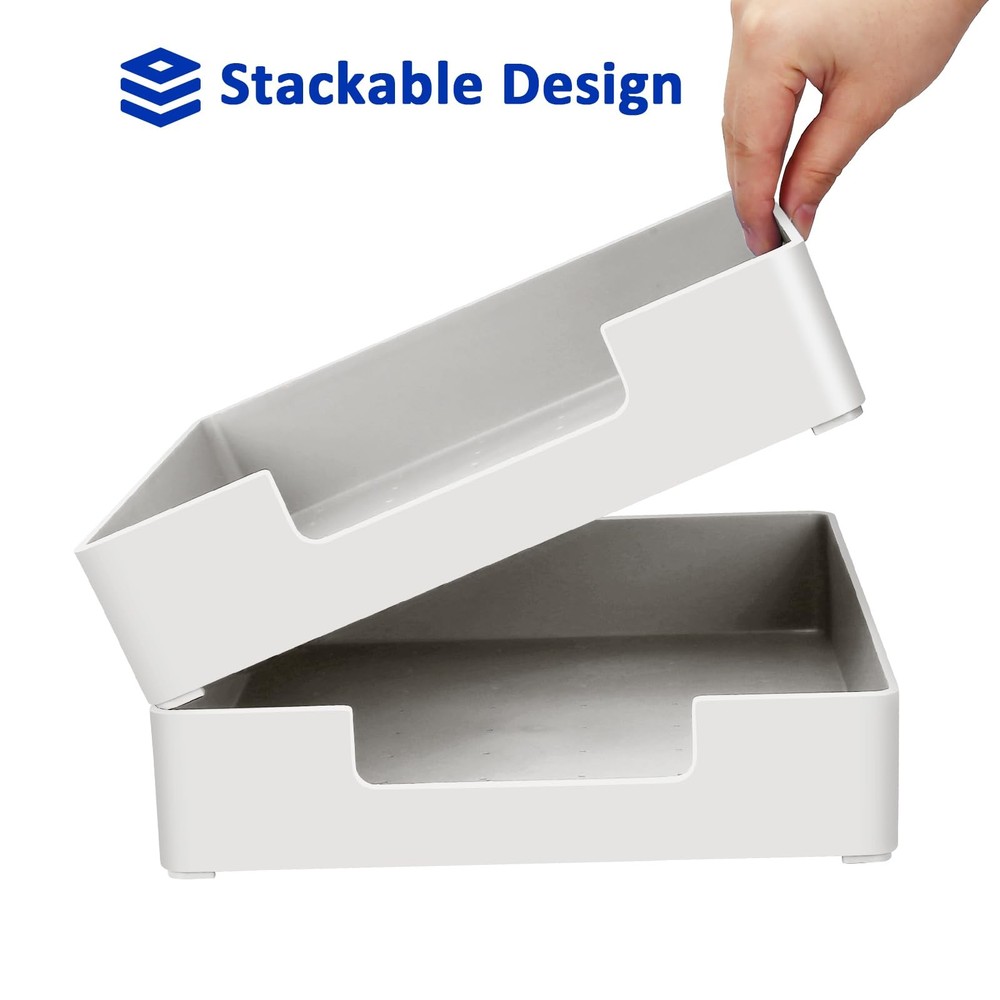 2-Pack Stackable Paper Tray Plastic Desk Drawer Organizer for Office School