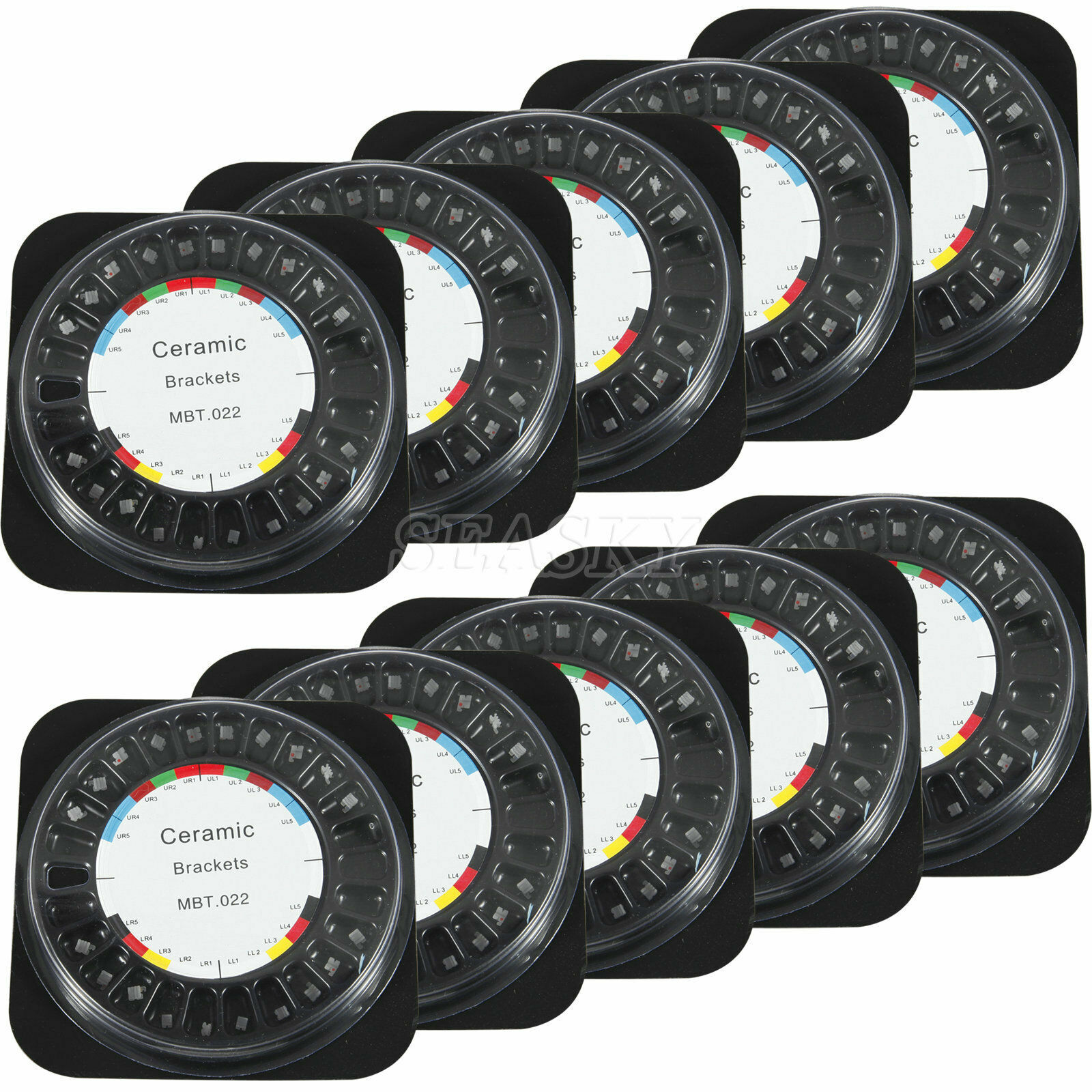 10 Packs Dental Orthodontic Bracket Braces Ceramic MBT 022 with 3-4-5 Hooks