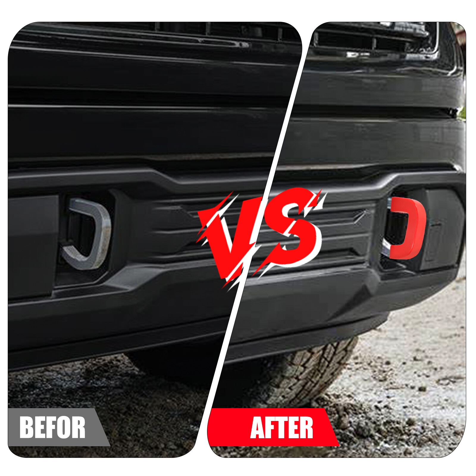 Tow Hook Covers for GMC Sierra 1500 2019-2024 Vertical Tow Hooks Hitch Cover Red