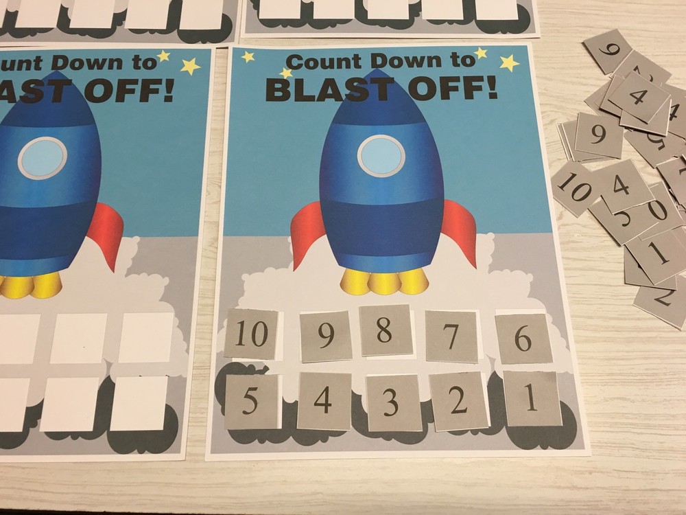 Count Down to Blast-off Game - Learning Center- Math Mats MATS - Laminated Mats
