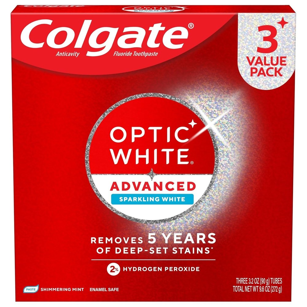 Colgate Optic White Advanced Toothpaste 3 Pack 3.2oz Whitening Mint Fluoride