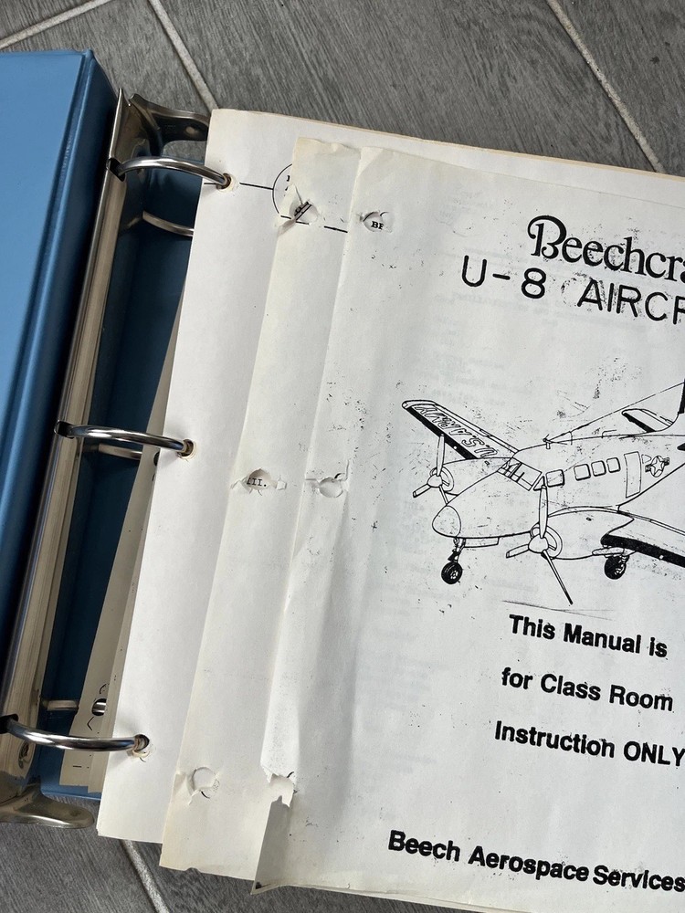 Beachcraft U-8 Aircraft Training Manual for Classroom Training Reference Only Og