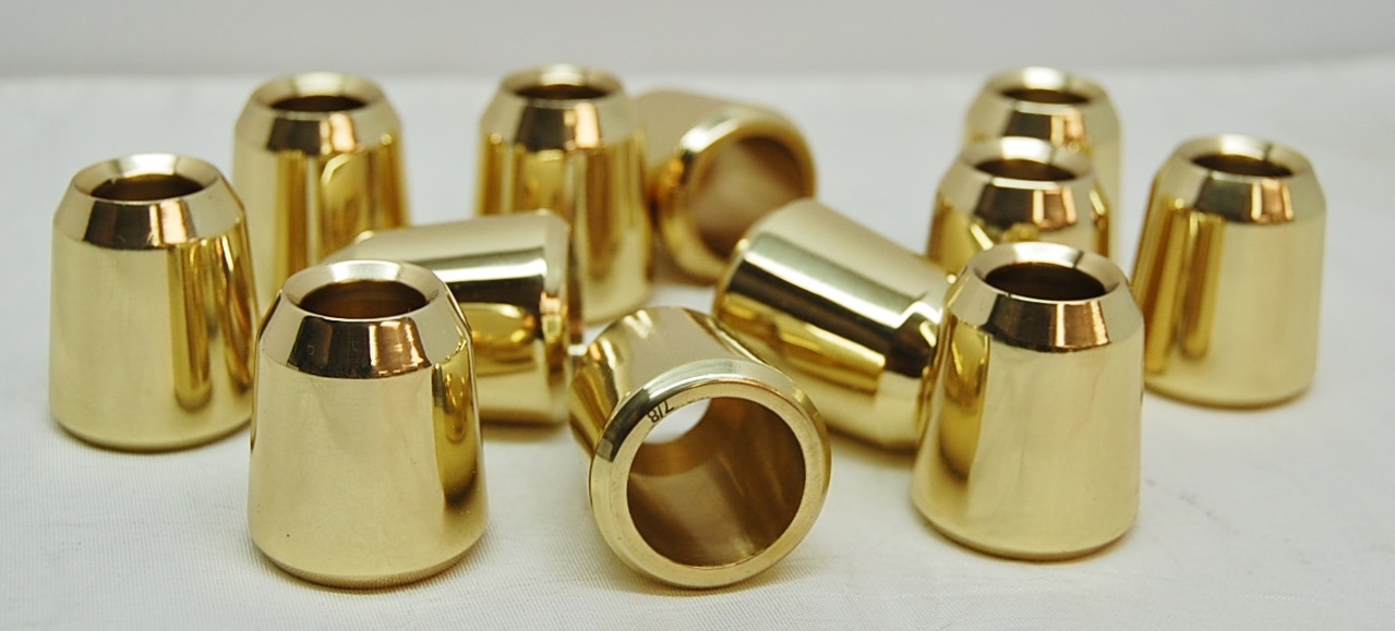 12 POLISHED BRASS, SMOOTH CANDLE FOLLOWERS FOR 7/8" CANDLES (BURNERS - TOPPERS)