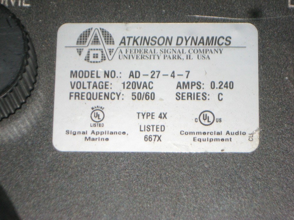ATKINSON DYNAMICS INDUSTRIAL INTERCOM AD27-4-7 SERIES C