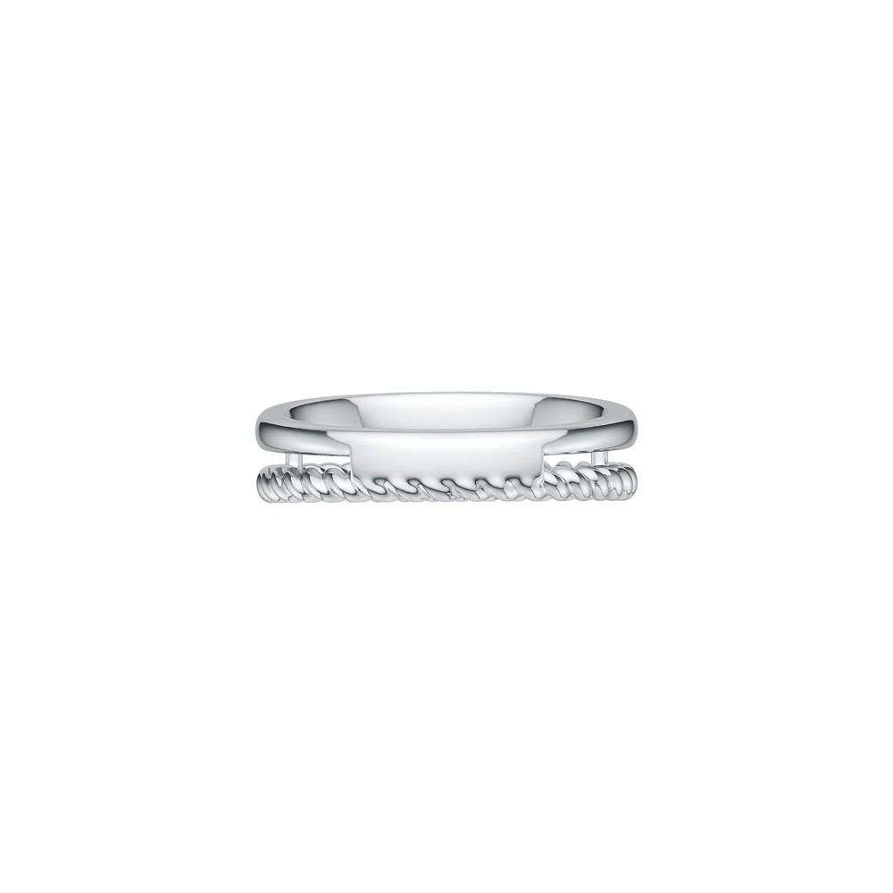 Sterling Silver Ring Double Band Twisted Rope Theme