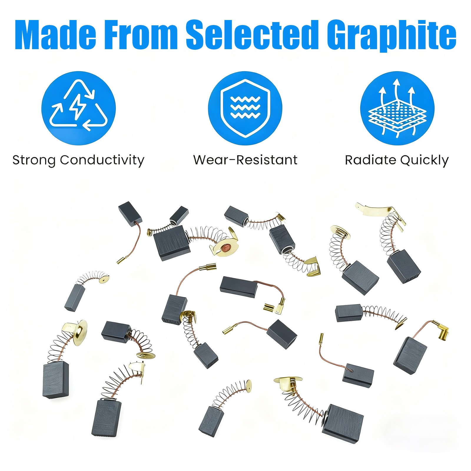 105x 15 Sizes Electric Motor Carbon Brushes Replacement w/ Copper Wire for Drill