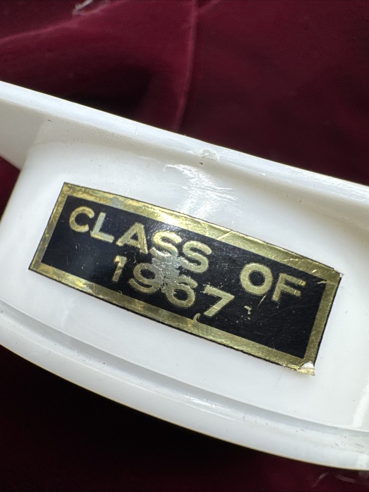 Vintage rosary with White beads In Graduation Cap 1967