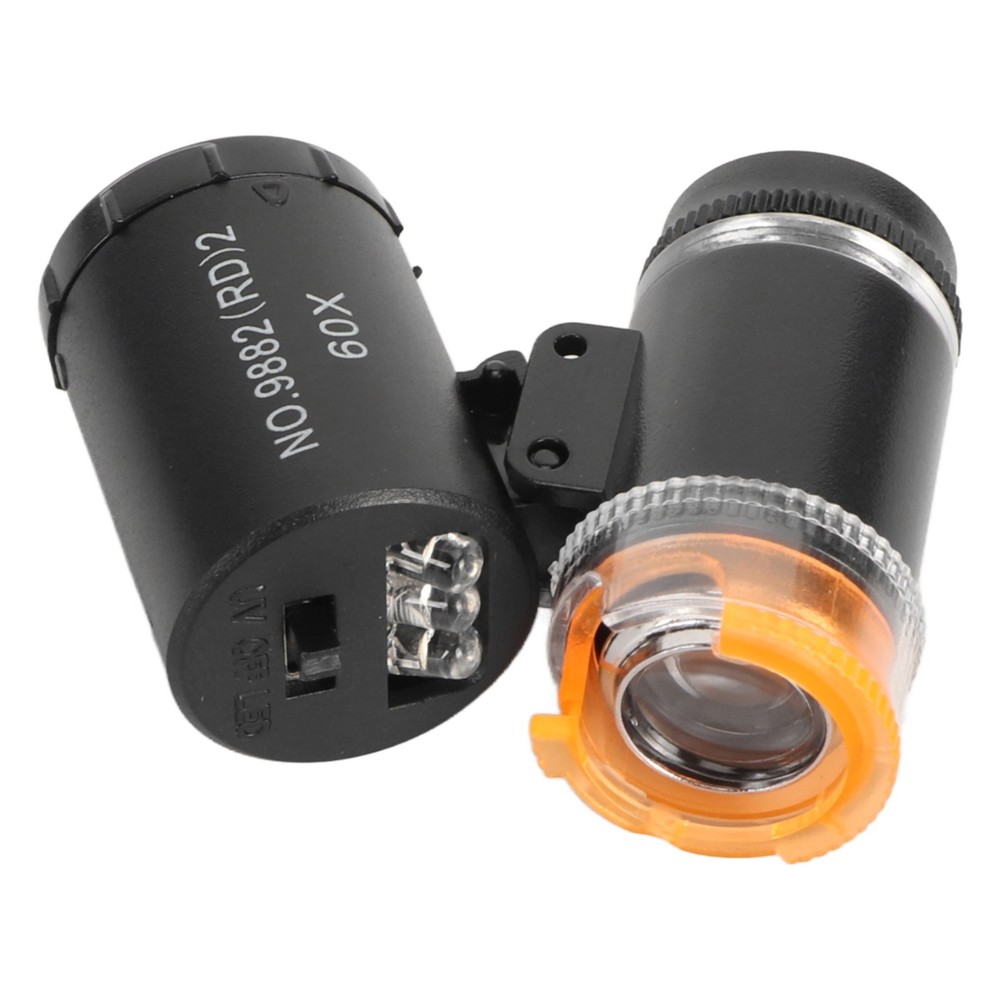 Mini 60X LED Microscope & UV Currency Detector Adjustable Light Angle PocketNew☚