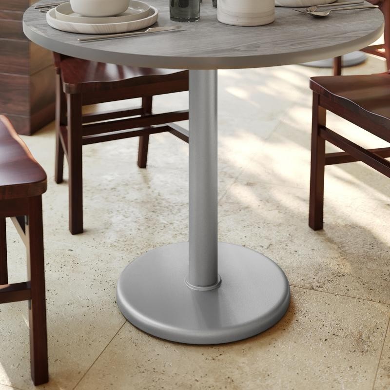 18'' Round Restaurant Table Base with 3'' Dia. Table Height Column in Silver