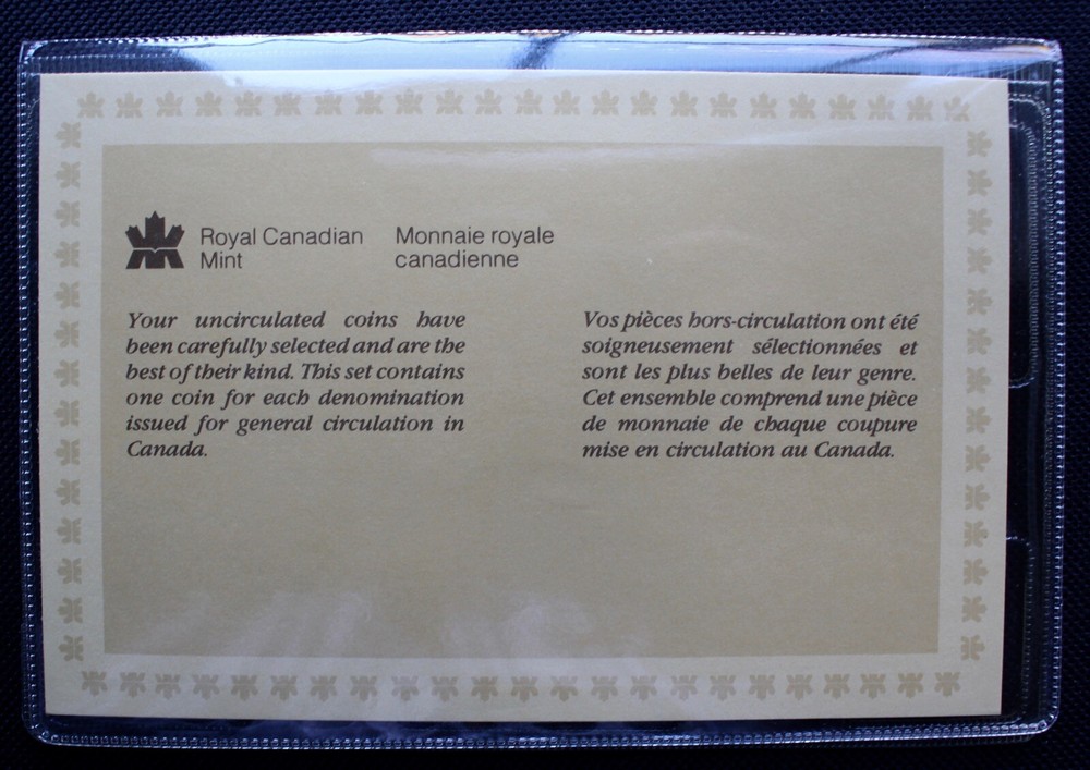 1985 CANADA UNCIRCULATED PROOFLIKE 6 COIN SET - RCM Experimental Packaging