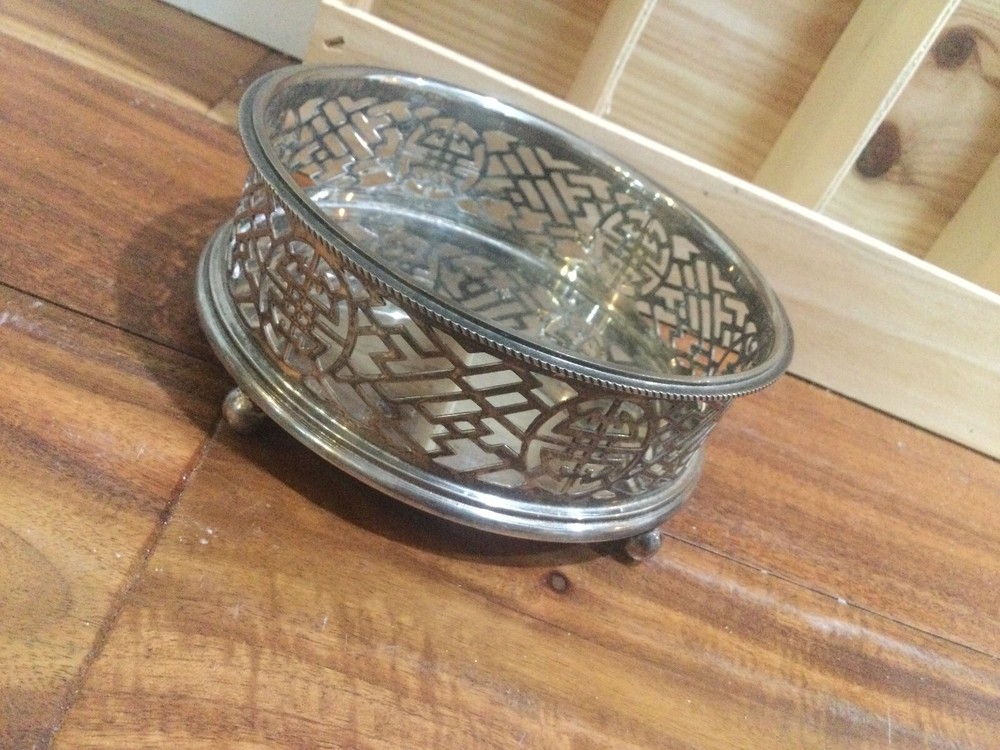 VTG Shanghai Tang Silver Plate Wine Champagne Bottle Coaster Holder; Late C20th