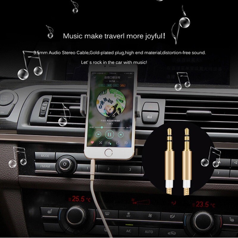 2x 3.5mm Braided Male to Male Stereo Audio AUX Cable Cord for PC iPod CAR iPhone